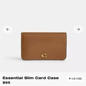 Coach Essential Slim Card Case - brass/Honey Brown - New in Box